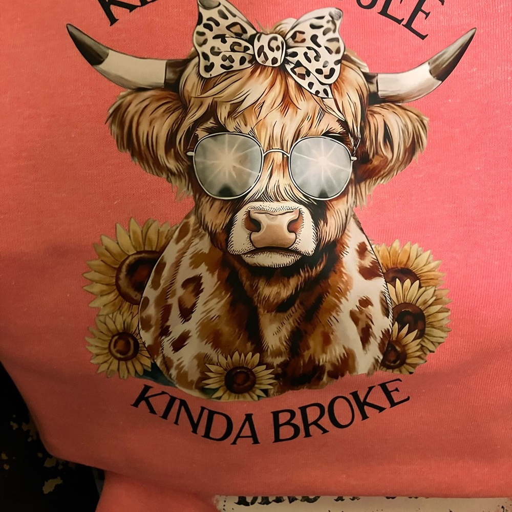 Pink Graphic Sweatshirt with Cow Design